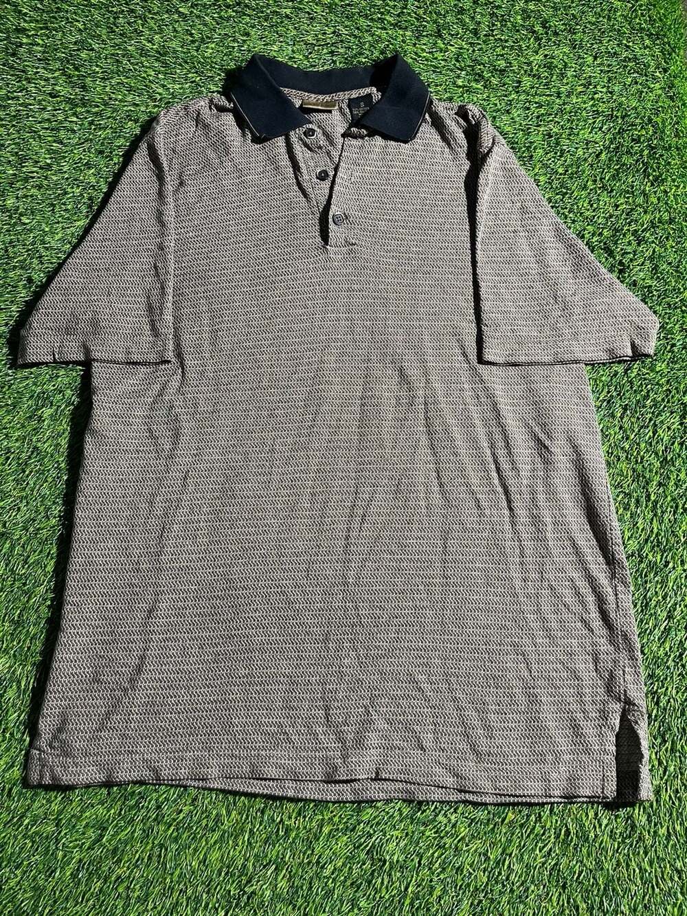Axis Polo Shirt Size S Brown Black Textured Pattern Short Sleeve Vintage